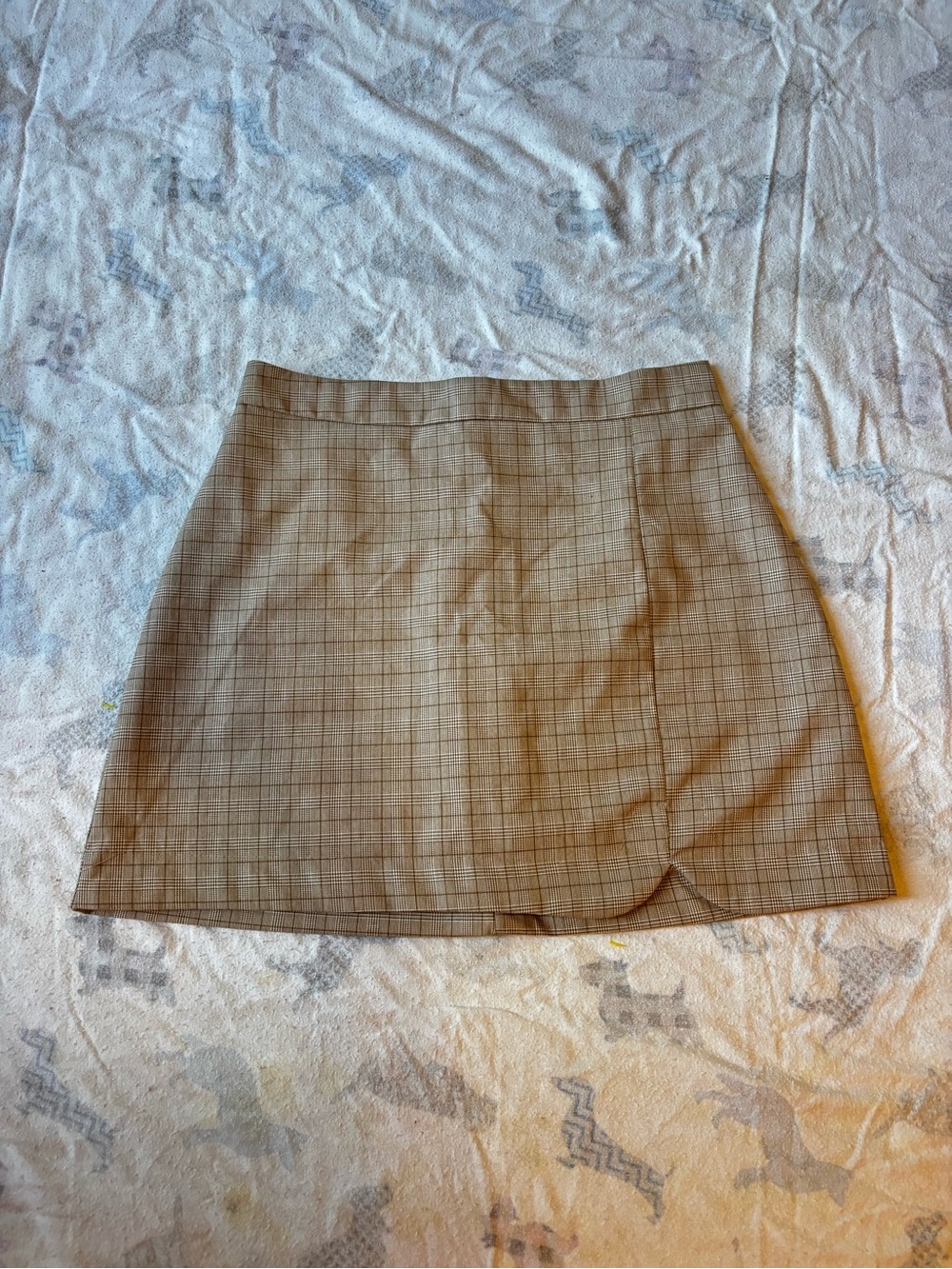 Tailored Plaid Mini Skirt in Light Brown